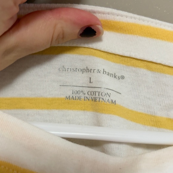 Christopher & Banks Yellow and White Striped Long Sleeve Top - Picture 3 of 3